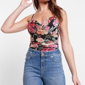 Express XL Bodysuits Thong Black Floral